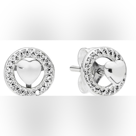 ❤️PANDORA Sterling Silver Forever Pandora Stud Earrings Detachable Jackets CZ - Picture 1 of 4